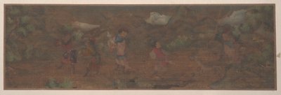 Landschaftsgemälde einer Figur in Waldlandschaft von Unknown Artist