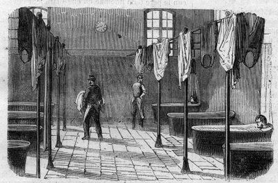 Das Asyl Sainte Anne (Sainte-Anne) in Paris: das Badezimmer - Gravur in „Le Journal Illustré“ von Unknown artist