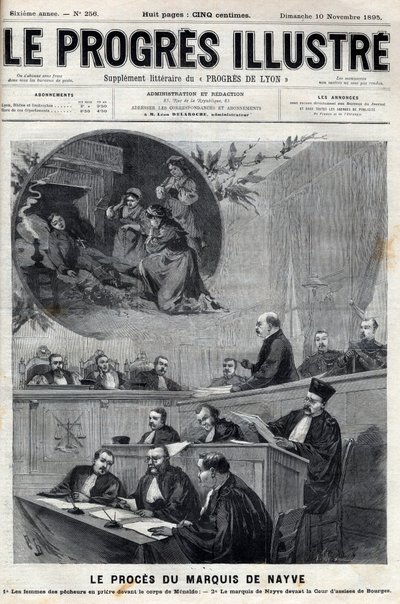 Der Prozess des Marquis de Nayve vor den Assisen von Bourges im Jahr 1895 - Gravur in „Le Progrès illustré“ von 1895 von Unknown artist
