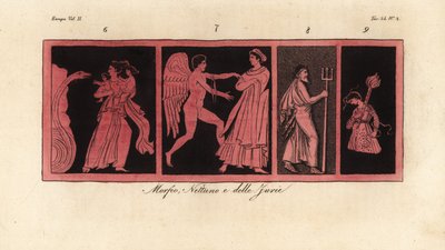 Leto mit ihren Kindern Apollo und Artemis, eine der Grazien, Neptun und eine der Furien von Unknown artist