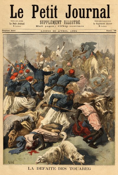 Oberstleutnant Joseph Joffre (1852-1931), Kommandeur der französischen Streitkräfte im Sudan, unterwarf am 23. März 1894 die Tuareg-Stämme „Tengereguif“ zwischen den Seen Goro und Fati von Unknown artist