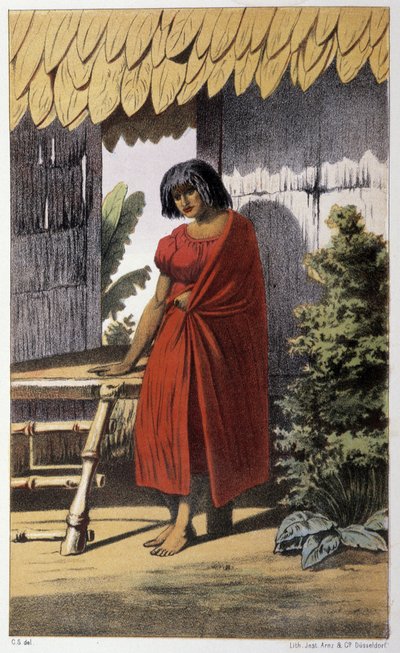 Malaj Qvinna (Ozeanien) - in „First Swedish Circumnavigation“ von Skogman Carl Johan Alfred, herausgegeben in Stockholm, Adolf Bonnier von Unknown artist
