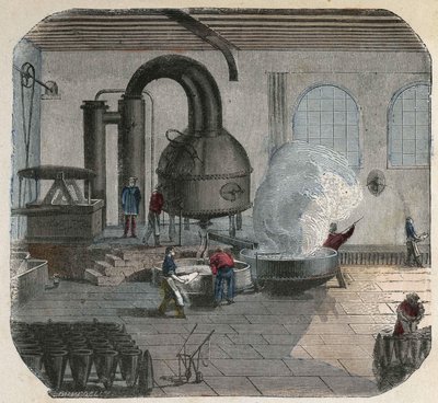 Zuckerherstellung in einer Fabrik. Illustration des 19. Jahrhunderts. Bianchetti-Sammlung von Unknown artist