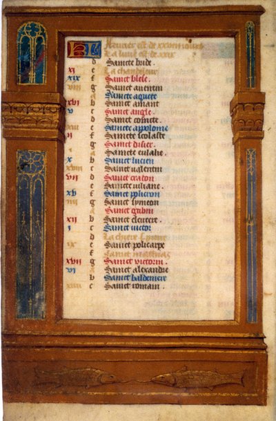 Märzkalender mit dem Zeichen der Fische - Miniatur des Mittelalters von Unknown artist