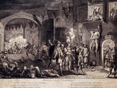 Massaker an der Saint Barthelemy in Paris in der Nacht vom 24. August 1572. Gravur des 16. Jahrhunderts von Unknown artist