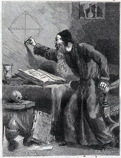 Mathematik und Geometrie: Wissenschaftlicher Forscher der Quadratur des Kreises im 16. Jahrhundert. In „La Nature“ 1890 von Unknown artist
