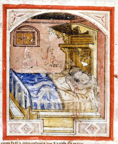 Paarungsszene. Miniatur aus Codex 212 (oder Padovano Codice oder Bibel von Padua) 1390-1400 Rovigo, Accademia dei Concordi von Unknown artist