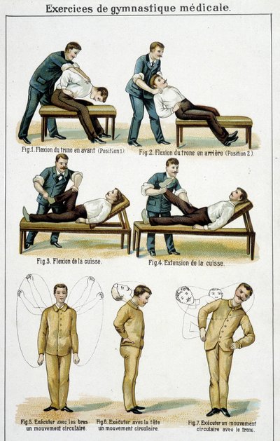 Medizinische Gymnastikübungen - in „Bilz, Naturheilkunde“, Ende des 19. Jahrhunderts von Unknown artist
