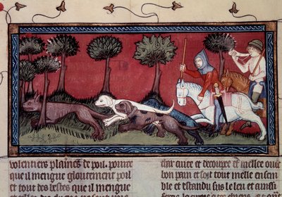 Miniatur-Fuchsjagd aus dem Manuskript fr. 1297 „Buch von König Modus und Königin Ratio“ von Henri de Ferrieres (14. Jahrhundert) von Unknown artist
