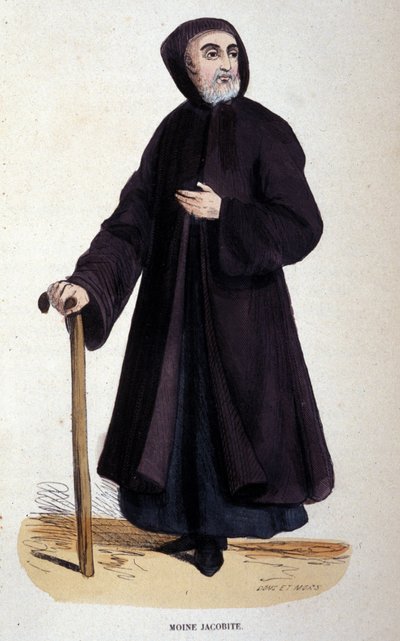 Jakobitischer Mönch. Gravur aus einem Album über religiöse Orden, Paris von Unknown artist
