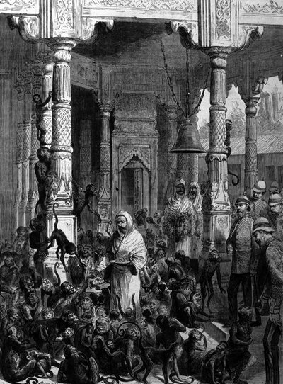 Affentempel der Affentempel in Varanasi (früher Benares) im Jahr 1877 von Unknown artist