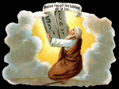 Moses empfängt die Gesetzestafeln (10 Gebote) - Chromo von Unknown artist