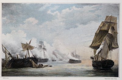 Seeschlacht zwischen dem französischen Schiff „Formidable“ und den englischen Schiffen „Cesar“, „Spencer“, „Venerable“ und der Fregatte „Thames“ vor Cadiz am 13. Juli von Unknown artist