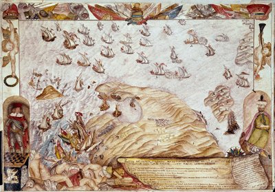 Seeschlacht zwischen der türkischen und venezianischen Flotte im Jahr 1661 von Unknown artist