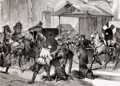 Nihilismus in Russland - Attentat auf den Adjutanten, General Loris Melikoff (Loris-Melikoff), vor der Tür seines Hotels in der Großen Moskaia im Jahr 1880 - Die russische Nihilistenbewegung im 19. Jahrhundert: Attentat auf Graf Loris Melikoff von Unknown artist