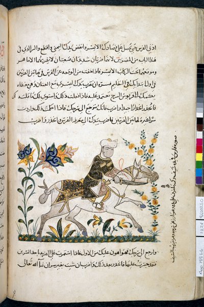 Nihāyat al-suʾel wa-al-umnīyah fī taʾlīm al-furūsīyah, Add MS 18866, f.122v, ca. 1371 von Unknown artist