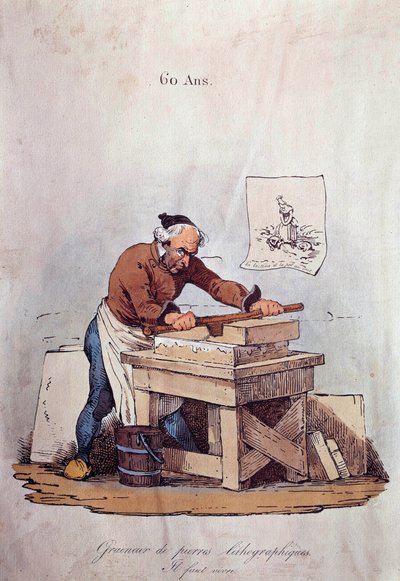 Alte Berufe: der Lithografiestein-Schleifer von Unknown artist
