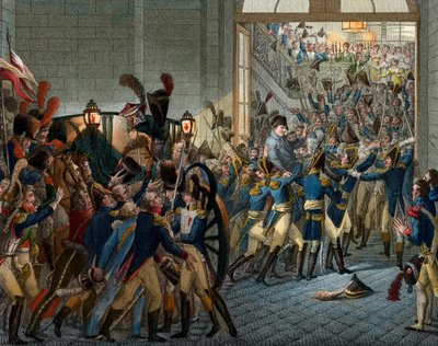 Hundert Tage: Napoleon Bonaparte (1769-1821) kehrt aus seinem Exil auf der Insel Elba zurück - triumphaler Einzug am 20. März 1815 im Palais des Tuileries - Gravur 19. Jahrhundert von Unknown artist