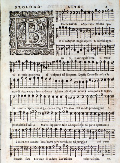 Seite aus Amfiparnaso Madrigalkomödie von Orazio Vecchi von Unknown artist