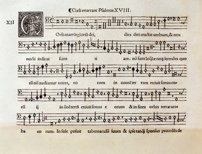 Seite der Partitur von Coeli enarrant Psalm XVIII von Willaert (1538) von Unknown artist