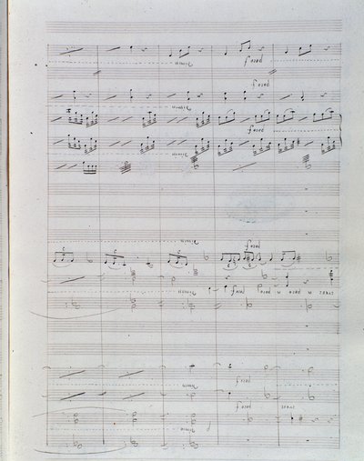 Seite der Partitur für Waverley Opus 1, Ouvertüre von Hector Berlioz von Unknown artist