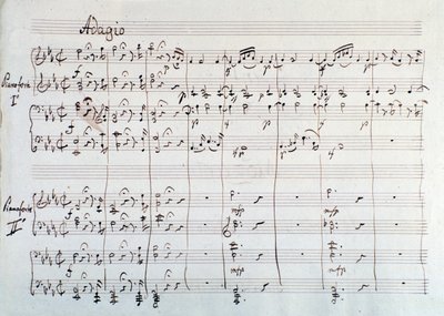 Seite der Symphonie reduziert auf zwei Klaviere und acht Hände von Die Zauberflöte, Oper von Mozart, Lichtenthal-Version (19. Jahrhundert) von Unknown artist