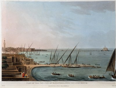 Teil der neuen Stadt von Alexandria mit dem Leuchtturm - in „Ansichten von Ägypten, Palästina und anderen Teilen des Osmanischen Reiches“ von Unknown artist