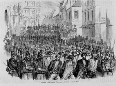 Vorbeiziehen einer Kolonne gefangener Aufständischer durch Paris, Revolution von 1848 von Unknown artist