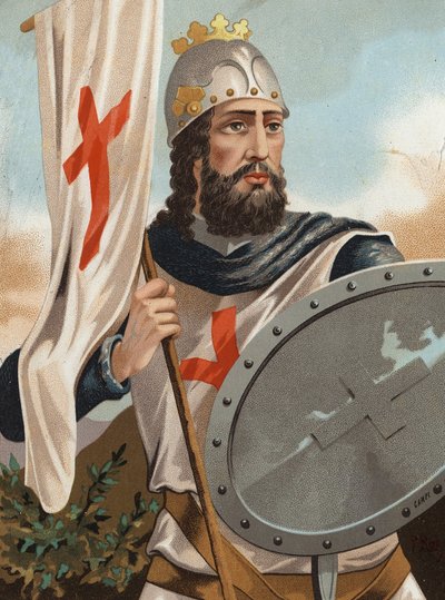 Pelagius von Asturien - Pelayo der Eroberer - Porträt von Pelayo, König von Asturien und Anführer der Westgoten. Nach „Hombres y Mujeres celebres“. Barcelona 1877 von Unknown artist