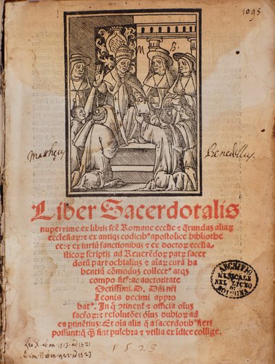 Papst Leo X. erhält das Buch Frontispiz des liturgischen Buches 