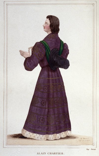 Porträt von Alain Chartier. Französischer Diplomat und Schriftsteller (1385 bis 1433). Sekretär des zukünftigen Karl VII. Stich von 1830 von Unknown artist