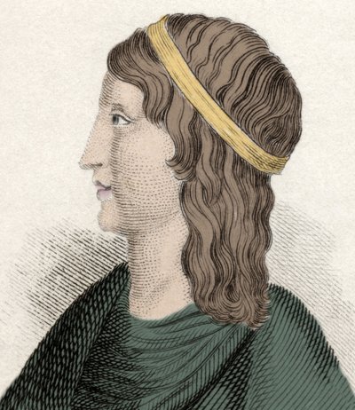 Porträt von Apulee (Lucius Apuleius) (um 125-um 180), lateinischer Philosoph und Schriftsteller, berberischer Herkunft (Algerien), Autor von „Les Metamorphoses“ (Goldener Esel oder Asinus aureus). Gravur des 19. Jahrhunderts. von Unknown artist