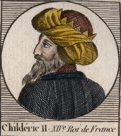 Porträt von Childeric II., König der Franken von 670 bis 673 - CHILDERIC II. 655-675, merowingischer König von Frankreich und Austrasien - Kupferstich aus „Instruction sur l
