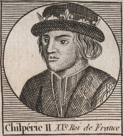Porträt von Chilperich II. (ca. 670 - 721), König von Neustrien - CHILPERICH II. König der Franken - Gravur aus „Instruction sur l