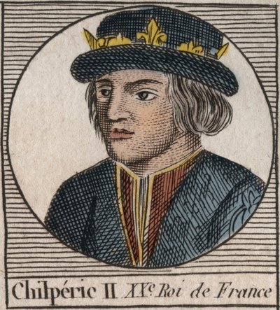 Porträt von Chilperich II. (ca. 670-721), König von Neustrien - Gravur aus „Anleitung zur Geschichte Frankreichs“ von Charles Constant Le Tellier 1821 von Unknown artist