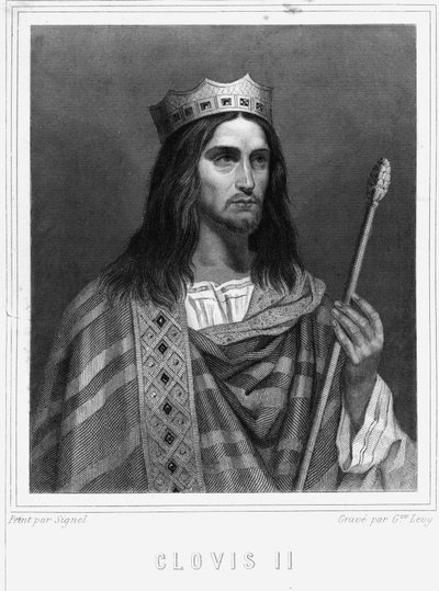 Porträt von Chlodwig II. (? - 657), König von Neustrien, Burgund und Austrasien - in „Histoire des Français“ von Lavallée, Gravur, undatiert. von Unknown artist