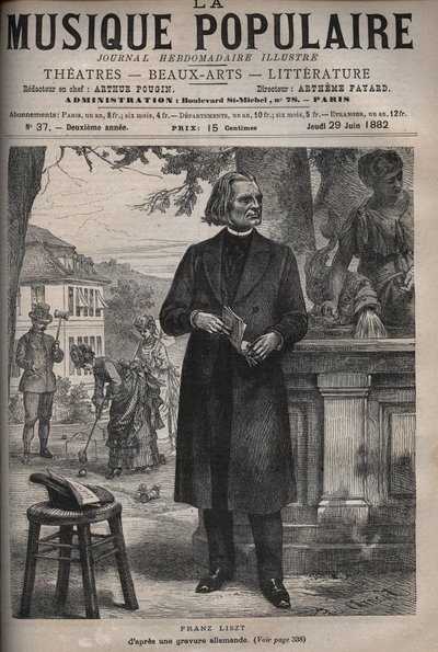 Porträt von Franz Liszt (1811-1886), ungarischer Komponist, Pianist und Dirigent - Gravur in „Populäre Musik“ illustriertes Wochenblatt - 1882 von Unknown artist