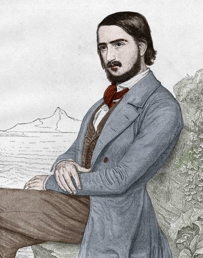 Porträt von Georg Herwegh, deutscher Dichter, nach dem Gemälde von C. Hitz von Unknown artist