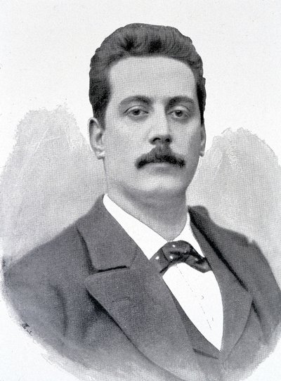 Porträt von Giacomo Puccini, italienischer Komponist (1858-1924), Gravur des 19. Jahrhunderts von Unknown artist