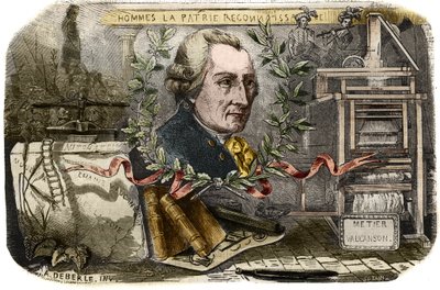 Porträt von Jacques de Vaucanson (1709-1782), französischer Mechaniker und Erfinder von Automaten. Gravur von 1857 in „Le Musée Des Sciences“ von Unknown artist