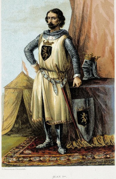 Porträt von Johann I., genannt der Siegreiche (1268-1294), Herzog von Brabant. Chromolithographie des 19. Jahrhunderts von Unknown artist