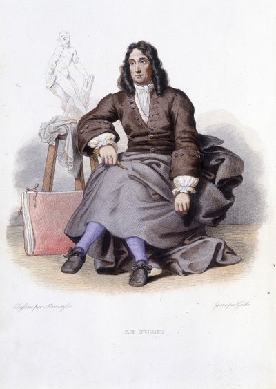Porträt von Le Puget (Pierre Puget), französischer Bildhauer, Maler und Architekt (1620-1694) - in Ed. Mennechet, „Le Plutarque français“ von Unknown artist