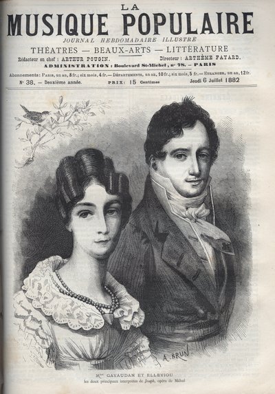 Porträt von Madame Gavaudan und Elleviou. Alexandrine Marie Agathe Gavaudan Ducamel (1781-1850) und Jean Elleviou (1769-1842), französische Sänger, Komödianten und Librettisten, sind die beiden Hauptdarsteller von „Joseph“, Oper von Unknown artist