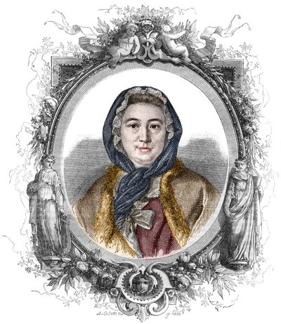 Porträt von Madame Geoffrin, geborene Marie Therese (Marie-Therese) Rodet (1699-1777) - Gravur von 1858 von Unknown artist