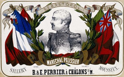 Porträt von Marschall Pelissier auf einem Champagneretikett 