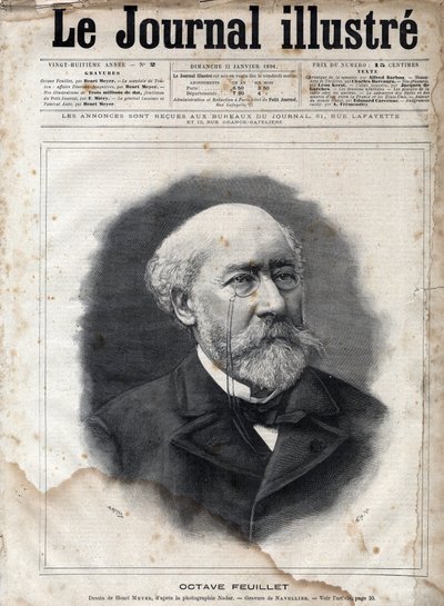 Porträt von Octave Feuillet (1821-1890), französischer Romanautor, Dramatiker und Akademiker - Gravur in „Le journal illustrious“ von 1891 von Unknown artist