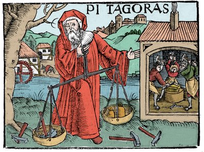 Porträt von Pythagoras - Seite aus „Compendiara musica“ von Koswick 1516 von Unknown artist