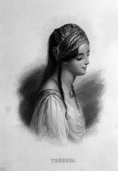 Porträt von Teresa Gamba in Guiccioli (19. Jahrhundert), verliebt in den Dichter George Gordon Byron. Gravur des 19. Jahrhunderts von Unknown artist