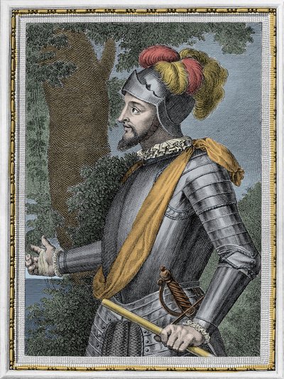 Porträt von Vasco Núñez de Balboa, spanischer Konquistador (1475-1517) - Stich 19. Jahrhundert von Unknown artist