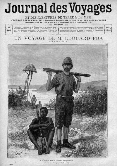 Porträt des Entdeckers Edouard Foa (1862-1901) - Gravur im Le Journal des Voyages, Nr. 905, 11. November von Unknown artist